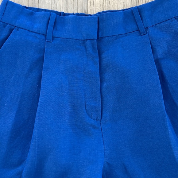 H&M Linen Blend Pleated Shorts - Blue Size 10 - Picture 4 of 10